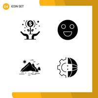 Editable Vector Line Pack of Simple Solid Glyphs of expand hill hands face mountain Editable Vector Design Elements