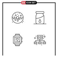 universal icono símbolos grupo de 4 4 moderno línea de relleno plano colores de postre amor comida soltar Boda editable vector diseño elementos