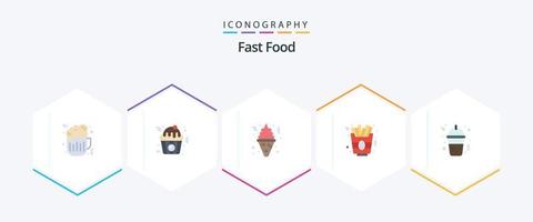 Fast Food 25 Flat icon pack including . food. fast food. fast food. french fries vector