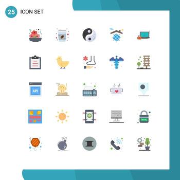 Set of 25 Vector Flat Colors on Grid for computer home polarity globe yin Editable Vector Design Elements