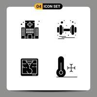 Pictogram Set of 4 Simple Solid Glyphs of building printer hospital gym nature Editable Vector Design Elements