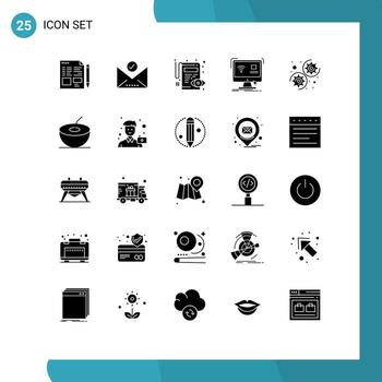 25 Solid Glyph concept for Websites Mobile and Apps gear remote document monitor control Editable Vector Design Elements