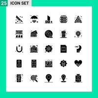 25 User Interface Solid Glyph Pack of modern Signs and Symbols of server database invest edit rescue Editable Vector Design Elements