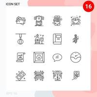 Pictogram Set of 16 Simple Outlines of home ware appliances encryption hot drink Editable Vector Design Elements