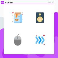 Set of 4 Modern UI Icons Symbols Signs for beverage devices drink music hardware Editable Vector Design Elements