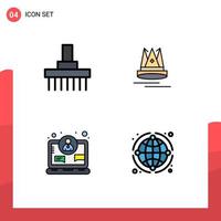 4 Creative Icons Modern Signs and Symbols of combine business rural content digital Editable Vector Design Elements