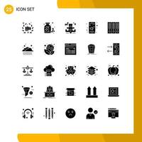 25 Thematic Vector Solid Glyphs and Editable Symbols of archive volume tablet sound wedding Editable Vector Design Elements