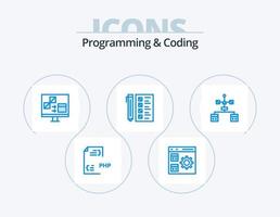 Programming And Coding Blue Icon Pack 5 Icon Design. develop. business. development. development. computer vector