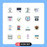 16 Thematic Vector Flat Colors and Editable Symbols of user interface energy communication financial Editable Pack of Creative Vector Design Elements