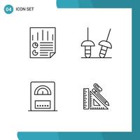 Modern Set of 4 Filledline Flat Colors and symbols such as data heater report sabre scale Editable Vector Design Elements