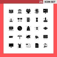 User Interface Pack of 25 Basic Solid Glyphs of app stock breakfast market lunch Editable Vector Design Elements