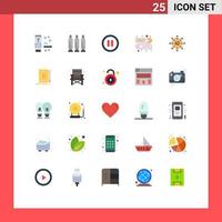 Mobile Interface Flat Color Set of 25 Pictograms of ad submission interface advertising kids Editable Vector Design Elements