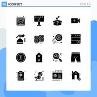 16 Creative Icons Modern Signs and Symbols of cyber gdpr ecology ui video Editable Vector Design Elements