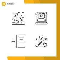 Set of 4 Modern UI Icons Symbols Signs for accident left crush internet aromatherapy Editable Vector Design Elements