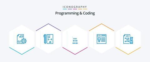 Programming And Coding 25 Blue icon pack including development. coding. development. website. development vector