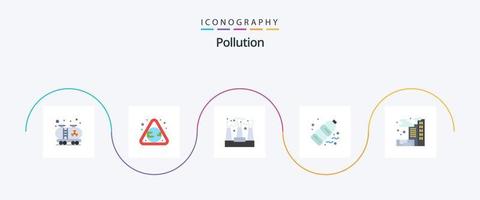 Pollution Flat 5 Icon Pack Including gas. waste. pollution. pollution. gas vector