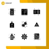 Set of 9 Modern UI Icons Symbols Signs for lab chemistry award tag price Editable Vector Design Elements