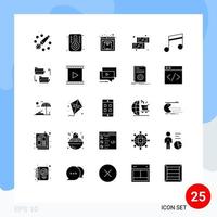 25 Solid Glyph concept for Websites Mobile and Apps music album security sweets dessert Editable Vector Design Elements