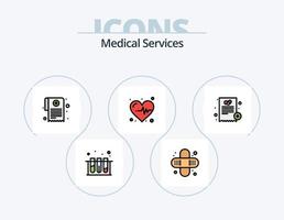 Medical Services Line Filled Icon Pack 5 Icon Design. online. healthcare. wheel chair. health. medical vector