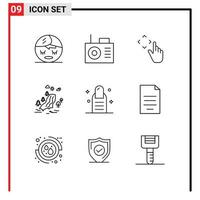User Interface Pack of 9 Basic Outlines of document pedicure move beauty clouds Editable Vector Design Elements