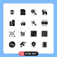 Stock Vector Icon Pack of 16 Line Signs and Symbols for district buildings internet architecture political Editable Vector Design Elements