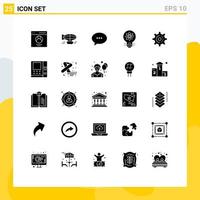 Universal Icon Symbols Group of 25 Modern Solid Glyphs of solution innovation holiday idea messages Editable Vector Design Elements