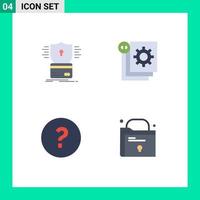 4 Universal Flat Icon Signs Symbols of security programming hacking develop help Editable Vector Design Elements