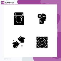 User Interface Solid Glyph Pack of modern Signs and Symbols of bag mind shopping head alpine Editable Vector Design Elements