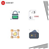 Set of 4 Modern UI Icons Symbols Signs for domain document link coding currency Editable Vector Design Elements