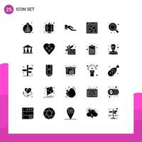 25 User Interface Solid Glyph Pack of modern Signs and Symbols of find search alms education web Editable Vector Design Elements