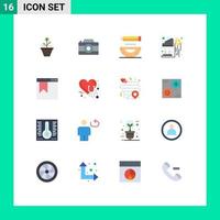 Modern Set of 16 Flat Colors Pictograph of bank development camera design coding Editable Pack of Creative Vector Design Elements