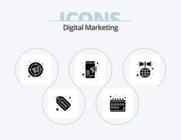 Digital Marketing Glyph Icon Pack 5 Icon Design. global. advertise. mobile. advertising vector