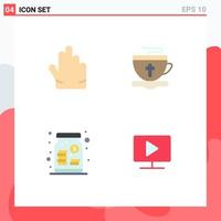 4 Thematic Vector Flat Icons and Editable Symbols of fingers venture tea hot monitor Editable Vector Design Elements