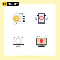Pictogram Set of 4 Simple Flat Icons of analysis present graph development present Editable Vector Design Elements