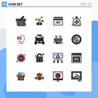 Set of 16 Modern UI Icons Symbols Signs for problem logic summer winter christmas Editable Creative Vector Design Elements