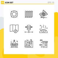 Modern Set of 9 Outlines and symbols such as hosting synchronize complex sync web Editable Vector Design Elements