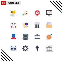 Pictogram Set of 16 Simple Flat Colors of affection display loan diagonal location Editable Pack of Creative Vector Design Elements