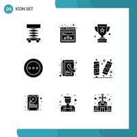 Stock Vector Icon Pack of 9 Line Signs and Symbols for contacts radio prize order layout Editable Vector Design Elements