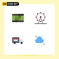 Editable Vector Line Pack of 4 Simple Flat Icons of court cloud leisure ice cream ui Editable Vector Design Elements