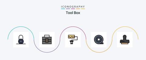 herramientas línea lleno plano 5 5 icono paquete incluso . cinta. vector