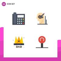 Editable Vector Line Pack of 4 Simple Flat Icons of call solution contact us pen emperor Editable Vector Design Elements