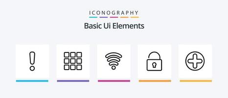 Basic Ui Elements Line 5 Icon Pack Including setting. cog. less. repeat. reload. Creative Icons Design vector