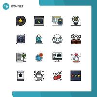 16 Universal Flat Color Filled Line Signs Symbols of robotics electronics website artificial intelligence calculatre Editable Creative Vector Design Elements