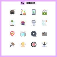 Group of 16 Flat Colors Signs and Symbols for content stopwatch phone fast timer Editable Pack of Creative Vector Design Elements