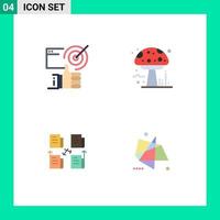 Set of 4 Vector Flat Icons on Grid for target exchange tumbs autumn folder Editable Vector Design Elements