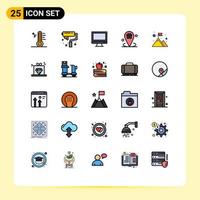 25 Thematic Vector Filled line Flat Colors and Editable Symbols of place corporate roller business imac Editable Vector Design Elements