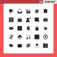 25 Universal Solid Glyph Signs Symbols of seo tramway consulting setting lock Editable Vector Design Elements