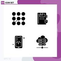 Editable Vector Line Pack of Simple Solid Glyphs of pattern beat security knowledge network server Editable Vector Design Elements