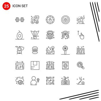 25 Universal Lines Set for Web and Mobile Applications hobbies support chart service person Editable Vector Design Elements