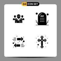 Pack of 4 Modern Solid Glyphs Signs and Symbols for Web Print Media such as team funeral executive person halloween Editable Vector Design Elements